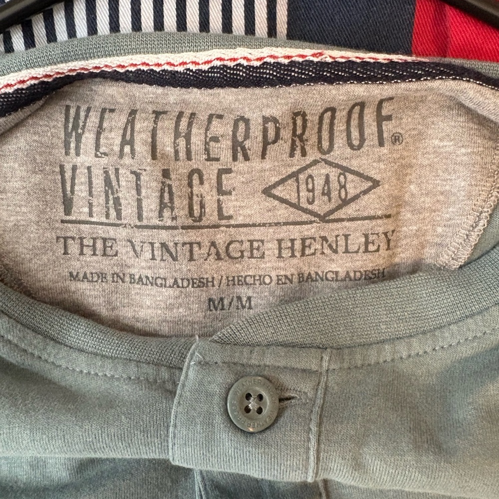Vintage Sage Green Henley Tee - Picture 2 of 2